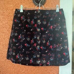 Hollister Button Up Floral Suede Skirt